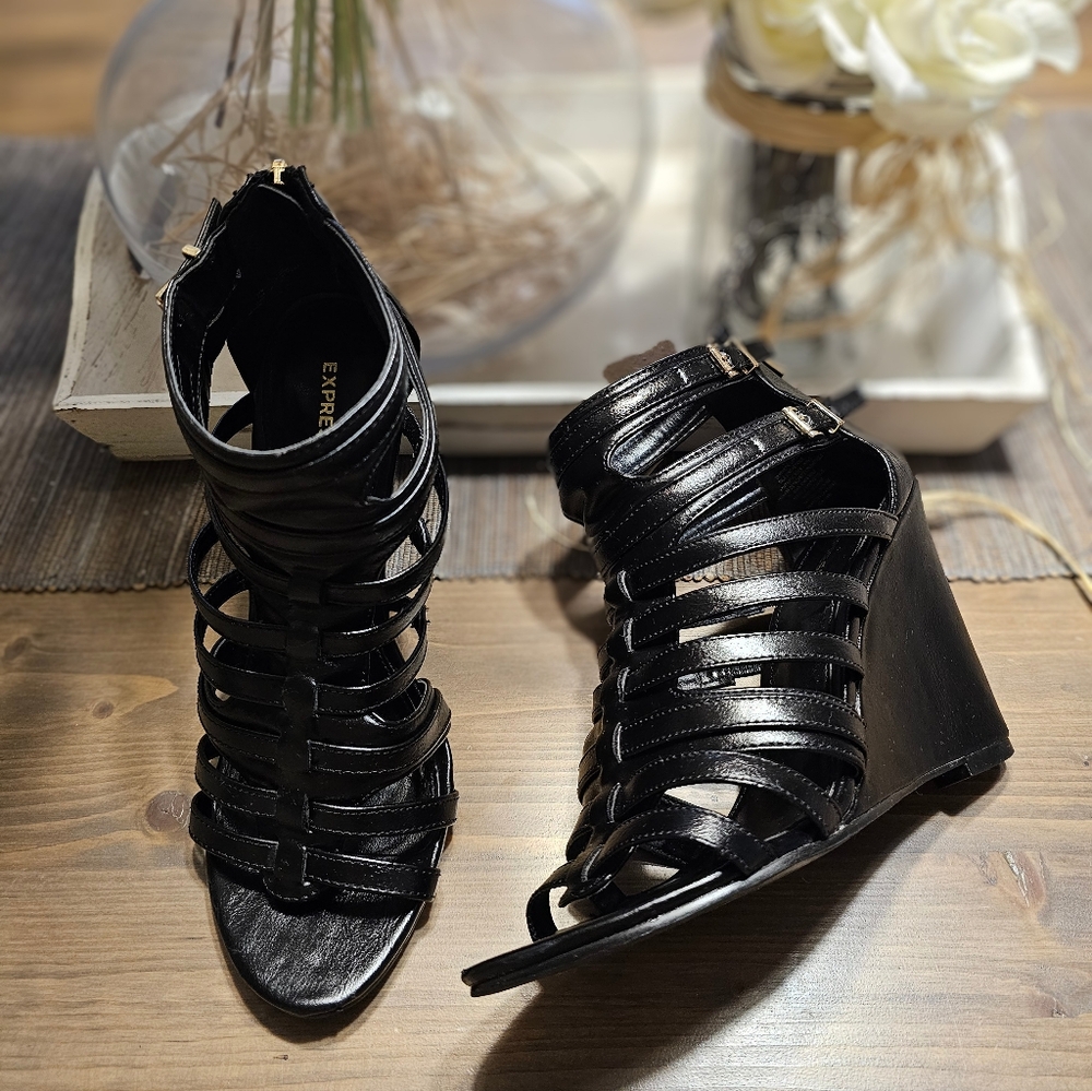Express Gladiator Strappy Wedge Heels / Sandals